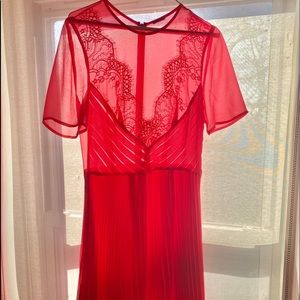 ASOS Lace and Pleat Skater Midi Dress